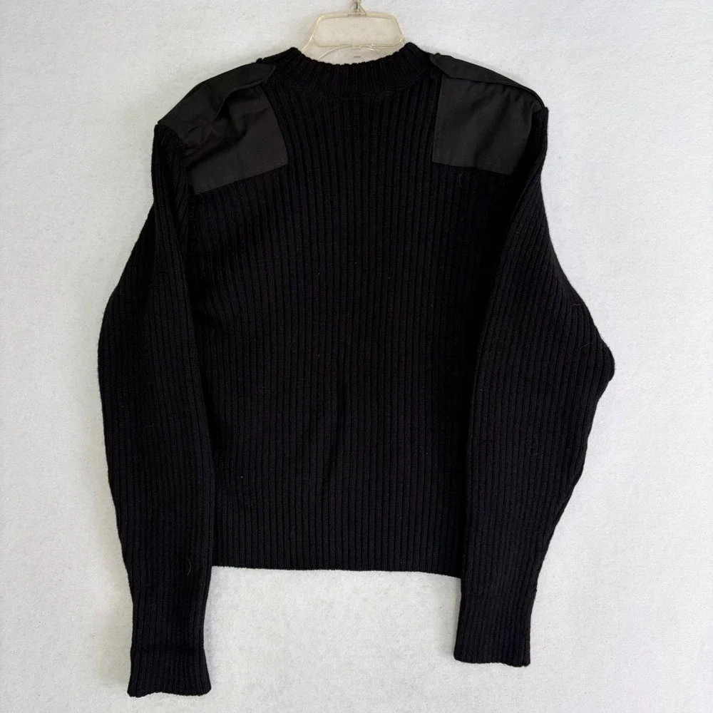 Scharf & Breit‎ V-Neck Pullover Men Large Blue  Commando Wool Type 1 Sweater USA
